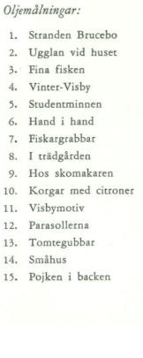 List of paintings at the exhibition in 1969
