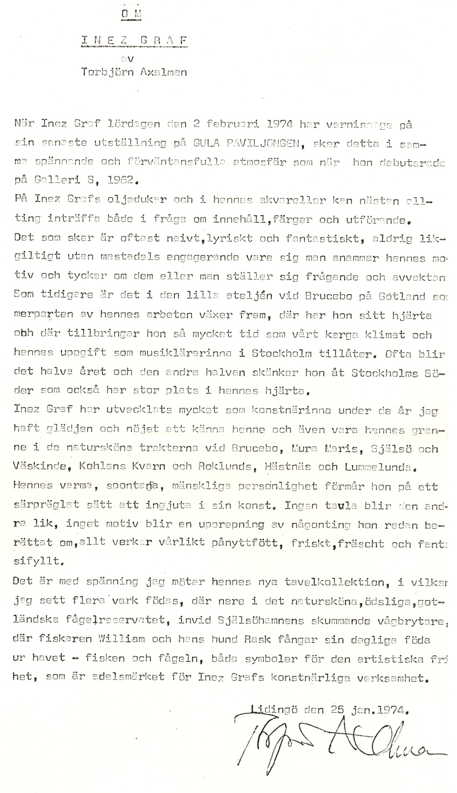 Letter about Inez
